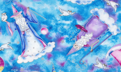 Mystical Wizards Owls Silver -58"w Fabric